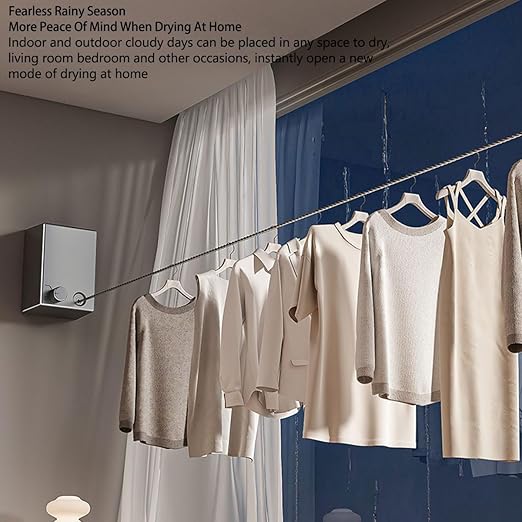 Emza™Retractable and Invisible Clothesline – حبل غسيل قابل للسحب وغير مرئي