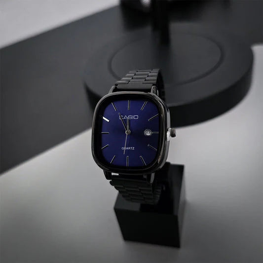 Emza™Casio Black Chain Blue Dial Couple Watch